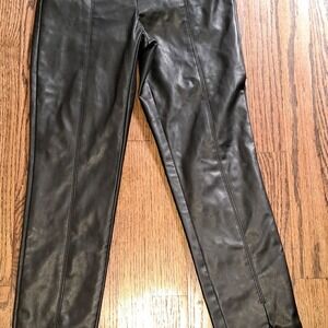 Zara Womens‎ Black Faux Leather High Waisted Leggings Side Zip XS
